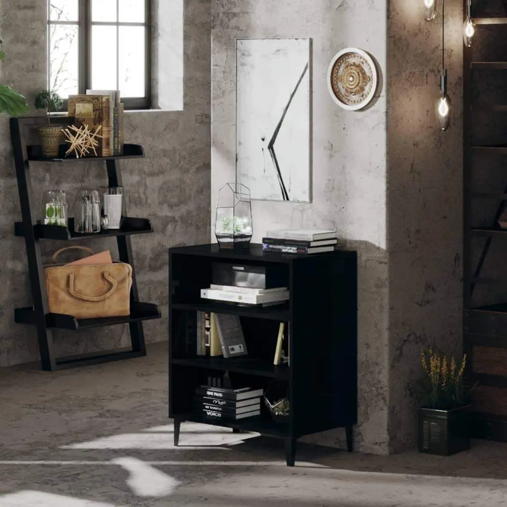 Sideboard High Gloss Black 22.4"x13.8"x27.6" Engineered Wood