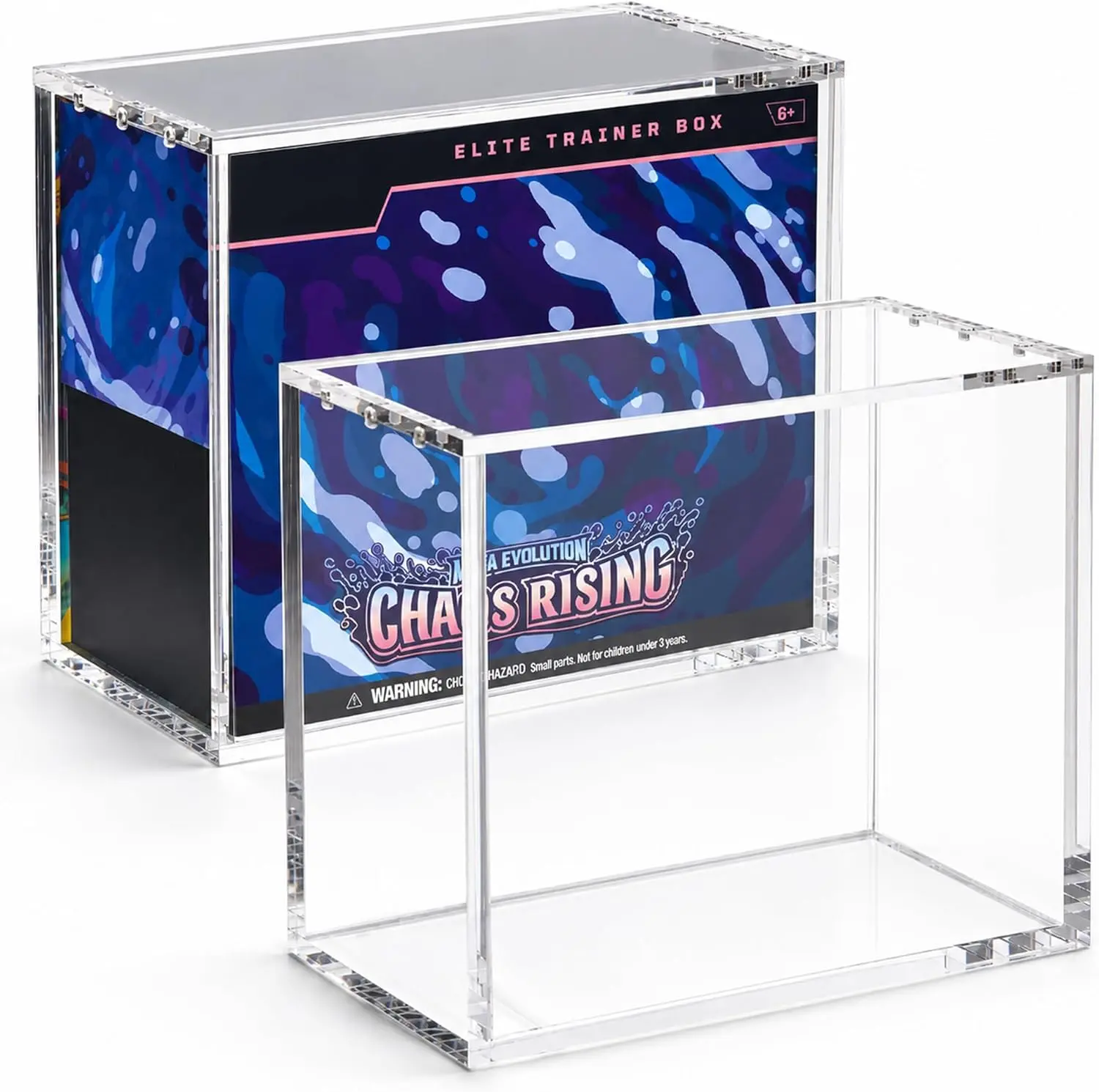 5mm Crystal Clear Acrylic ETB Protector with Magnetic Lid, UV Resistant Dustproof Display Case for Elite Trainer Boxes, Heavy Duty Stackable Storage for Trading Card Game Collections, Archival Grade Protection That Preserves Mint Condition for Long Term