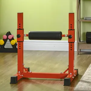 [Fahuac] Soozier Bulgarian Split Squat Stand, Single Leg Squat Stand with 12-Level Adjustable Roller, Soft Padding, Steel Base for Lower Body Strength Training, Red for Home Gym