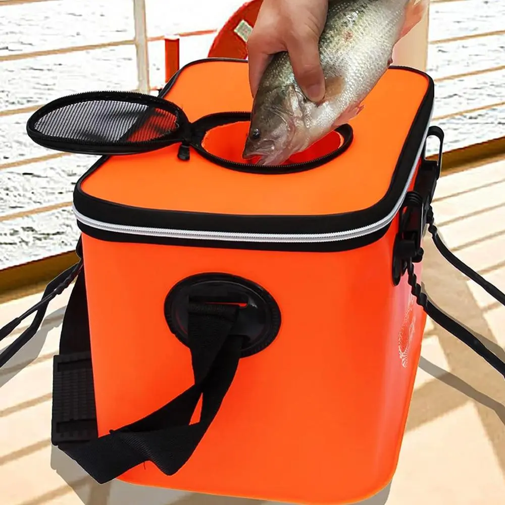 Foldable Fishing Bucket, Waterproof Fishing Box, Multi-Functional EVA, Fishing Storage Bag, Fishing Accessory, Fishing Supplies: Spacious, Collapsible, No-Pump Needed - Perfect for Camping & Anglers