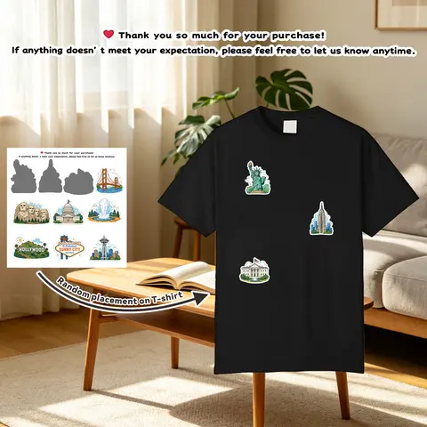 Menswear Crew Neck Short Sleeve Cotton T-Shirt - Men's Modest Minimalist Solid Color T-Type Casual Foldable Top with Sweet Japanese Free Sticker Pack