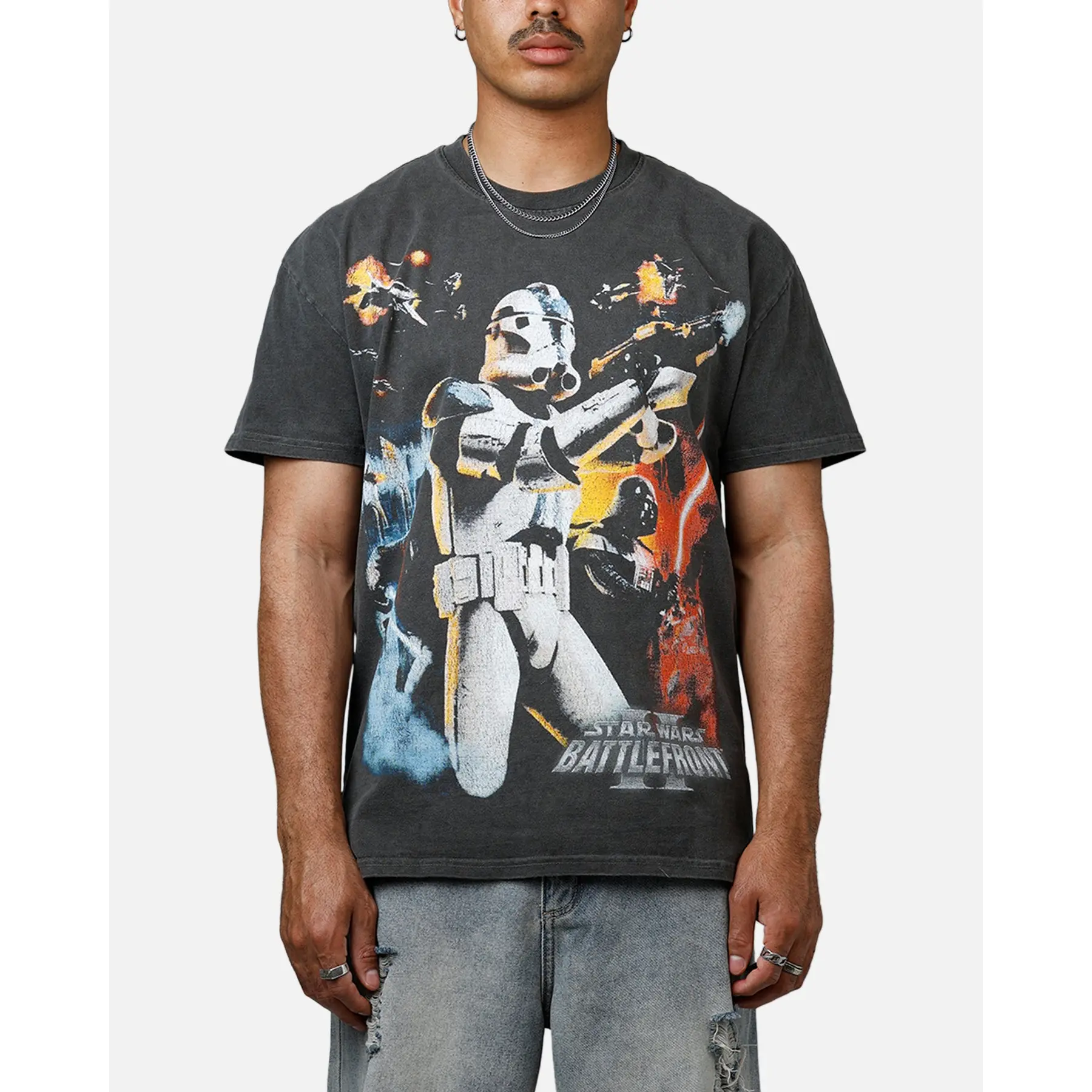 73Studio Star Wars Battlefront 2 Heavyweight T-Shirt Black Wash