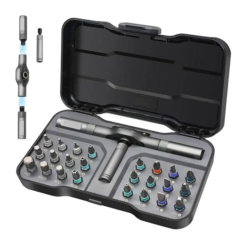 24 in 1 DlY Screwdriver Set,1 Set SwitchableScrewdriver Shape Magnetic Screwdriver Set,Compact and Portable Ratchet Screw0driver SetHome Repair Tool Box
