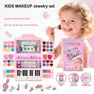 Complete Makeup Playset for Girls Ages 3-6, Includes Eyeshadow Blush Washable Cosmetics & Nail Polish, Ideal Birthday Gift, Pretend Play Set