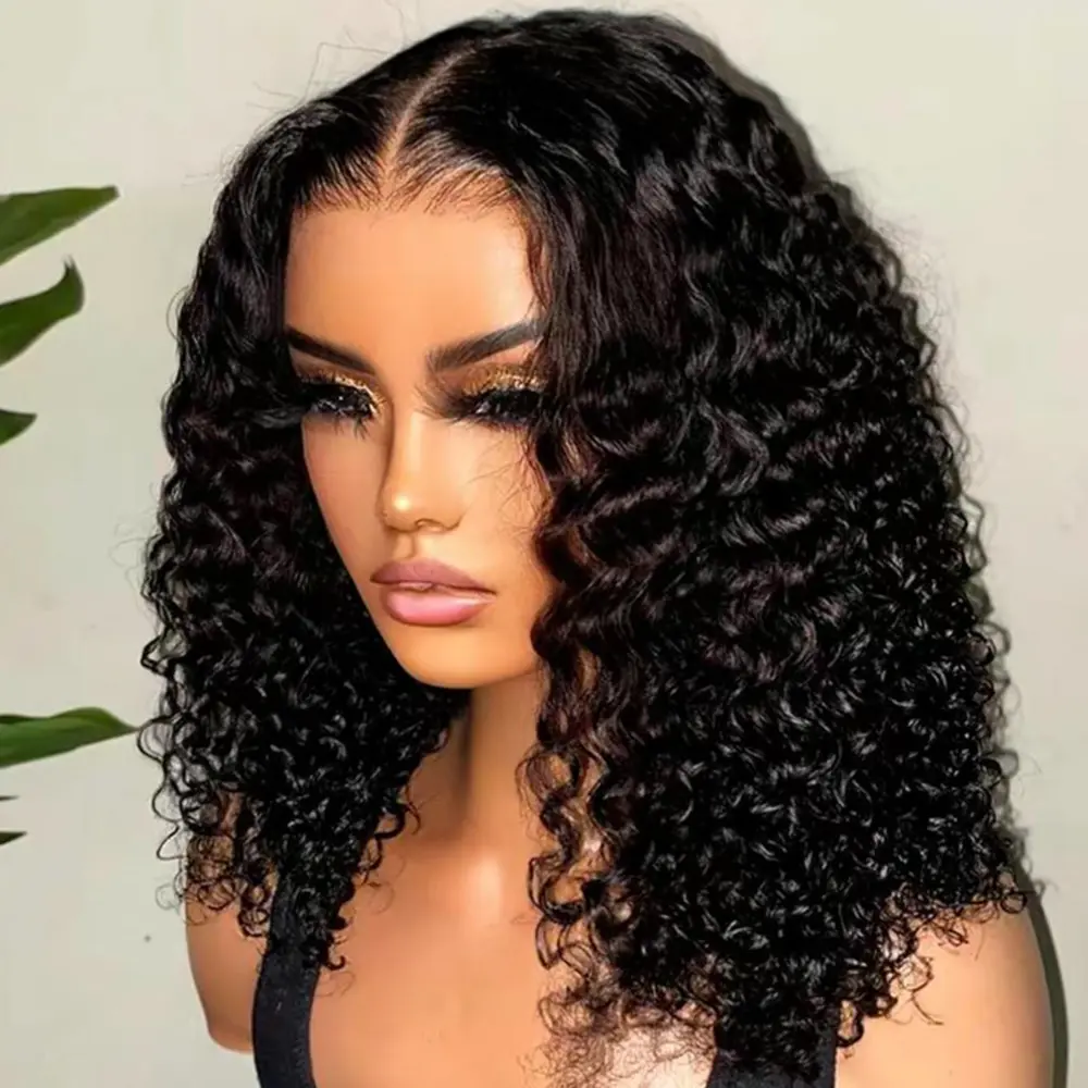 Short Bob Glueless Wigs 6x4 Ready To Wear Deep Wave Curly Wigs Human Hair Wet and Wave 6x4 HD Lace Closure Wig For Women Pre Plucked 180% Density summerwins