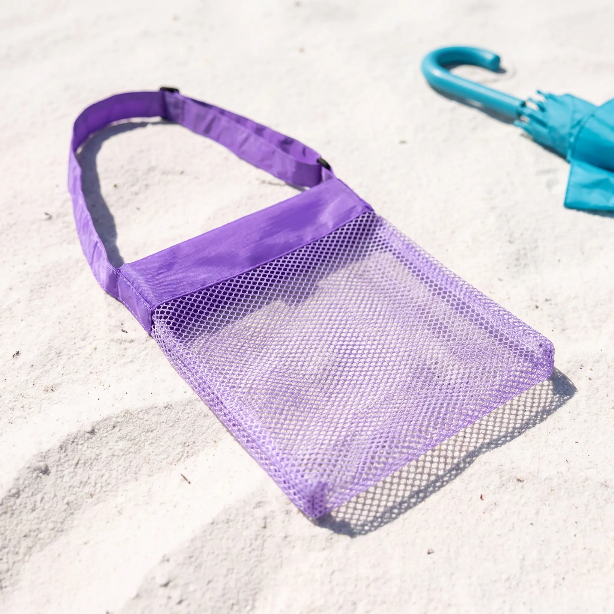 [Back to School]Mesh Beach Toy Shell Collection Storage Bag with Adjustable Shoulder Strap, Summer Travel Beach Party Accessory for Boys Girls, Travel Organizer Pouch-MM1