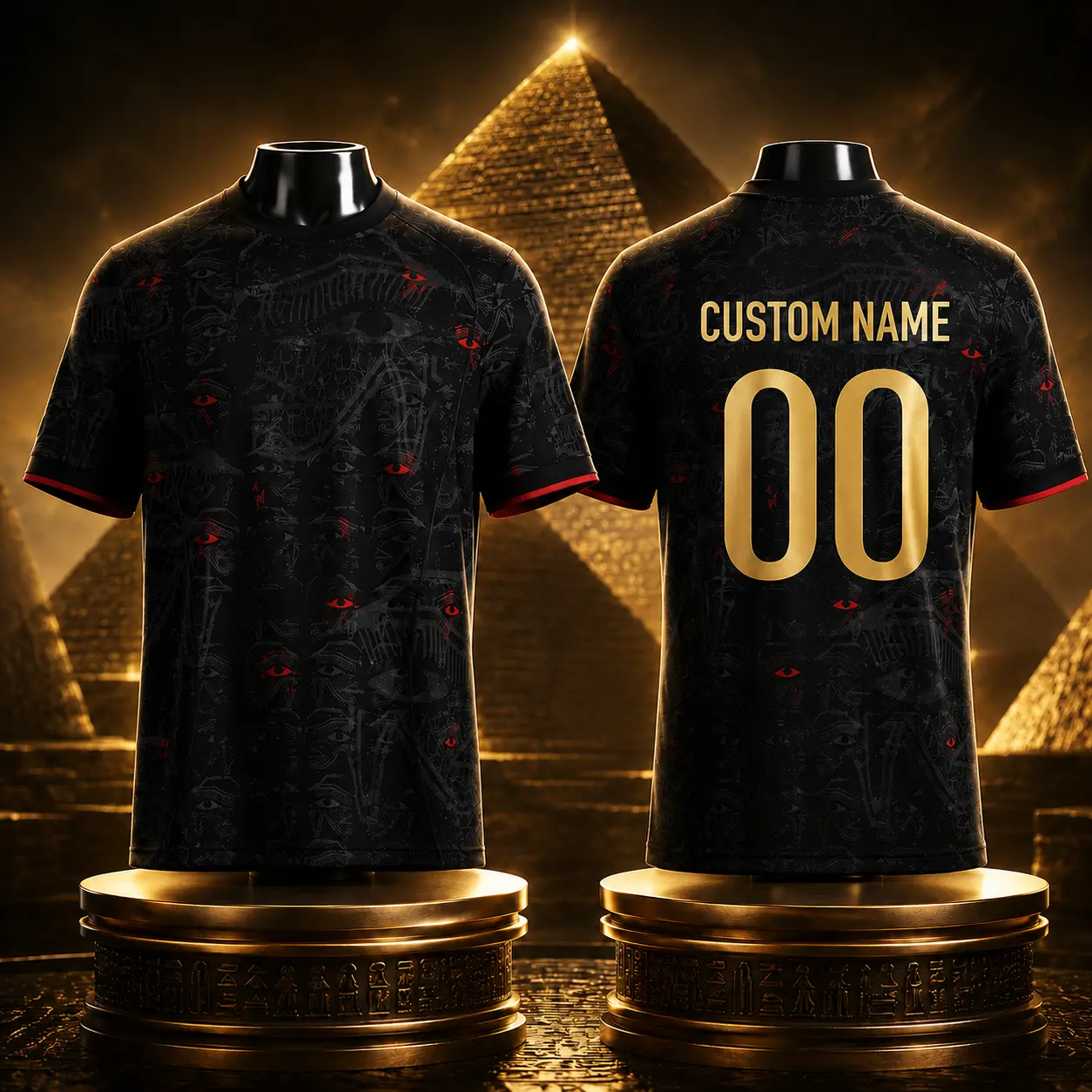 Egypt Heritage Football Jersey, Unisex Polyester Athletic Top with Ancient Artwork Print, Customizable Name and Number, Regular Fit