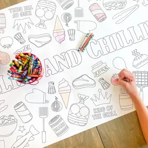 Summer BBQ Coloring Table Runner, Summer Themed Birthday, Coloring Page, Giant Coloring Poster, Coloring, BBQ Coloring Sheet, Summer BBQ