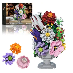 Flower Bouquet Building Block Sets, Artificial Flowers Adult Collection, Unique Home Décor, Idea Present for Adults and Kids, Valentine's Day Gifts for Girls, Standard Particles 1092 PCS