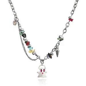 Ghost Necklace Y2K Beaded Chain Necklace for Women Men – Ghost Mood