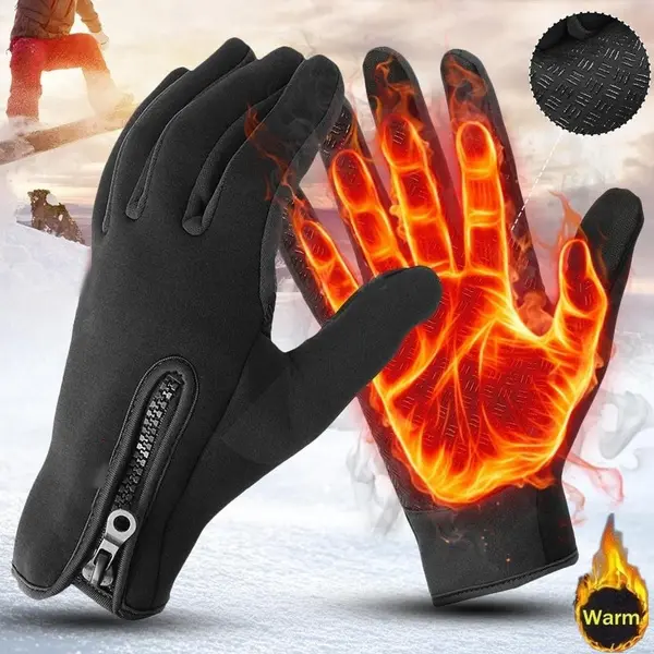 Men's-Women's XL Winter Thermal Gloves, Touchscreen Gloves with Grip-Focused Palm for Steady Control, Zipper Wrist Closure Locks in Warmth, Ideal for Running Driving