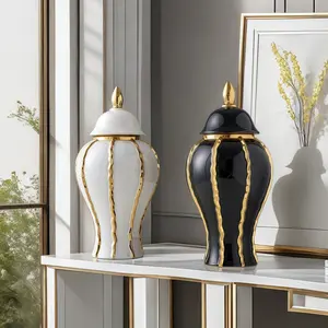 Ceramic Vase with Edge, Elegant Decorative Flower Pot, Lid Included, Water Fillable, Perfect for Home & Office, Modern Ceramic Vase