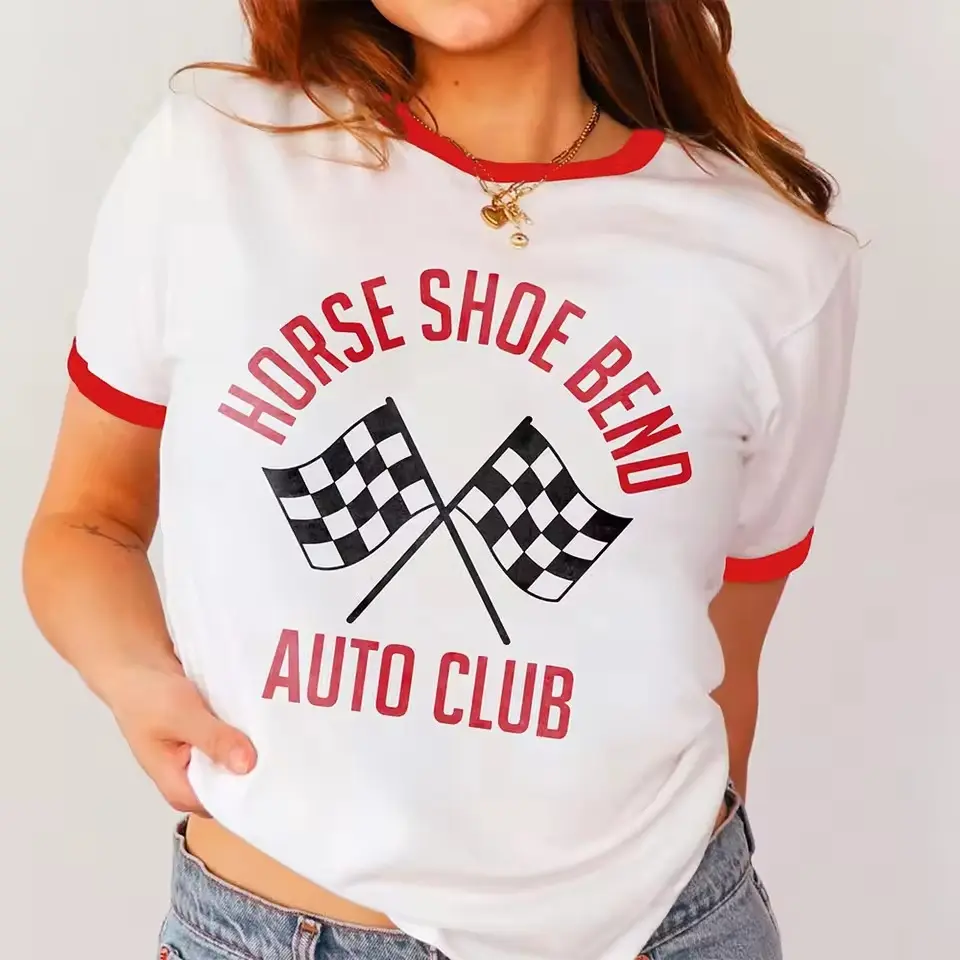 Horse Shoe Bend Auto Club Ringer Shirt, Project Hail Mary Cosplay T-shirt, Red Ringer Design Graphic Tees