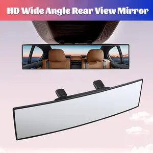 S-Universal 11.81 Inch Panoramic Convex real view Mirror, Interior Clip-on Wide Angle to Reduce Blind Spot Effectively for Car SUV Trucks Clear Visibility Safety Install Rearview High Definition