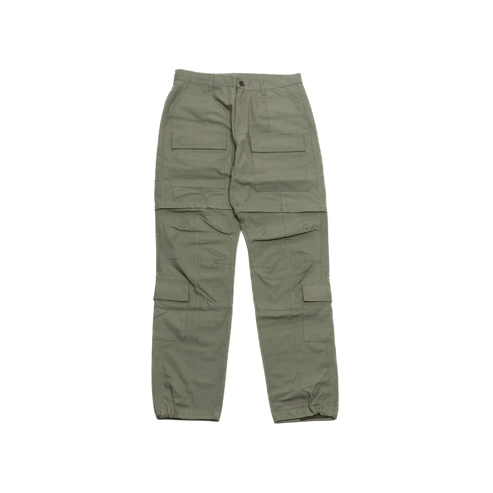 Olive Baggy Cargo Men's Pants in Ripstop with Ankle Zip Detail and Multiple Pockets - Modern Utility Menswear