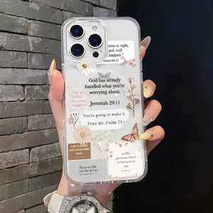 Magnetic Soft Silicone-TPU Smartphone Casing, Magsafe-Fit Handheld Device Accessory with Magnetic Closure, Bible Verses Collage Aesthetic Design, Lightweight, Anti-Scratch, Compatible with iPhone 11/12/13/14/15/16/17 Pro Max, Scratch Resistance