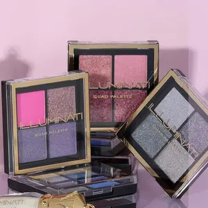 Eyeshadow Quads Illuminati Cosmetics | Shimmer Matte Nude Pink Brown Cool Warm Tone Satin Long Lasting Comfortable Makeup Palette - Flawless Smooth