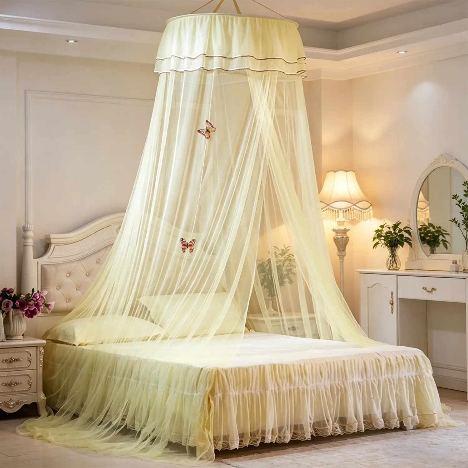 Universal Princess Bed Canopy, Single Entry Fine Mesh Dome Bed Curtain, Bedroom Decorative Mosquito Net, Mosquito Net For Bed, Fits All Standard Bed Sizes, Mosquito Netting, Mosquito Proof Mesh