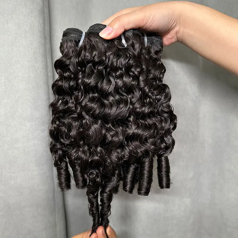 BELE Hair Burmese Pixie Curly Bundles With Spiral Curly Ends Human Hair Remy Hair Weave Bundles Wholesale Deals Natural Color 12A Grade Real Human Hair Extension 1/3/4 Bundles Natural Color For Women