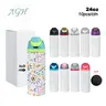 AGH NEW 24 OZ Sublimation straight sports tumbler with color mixed seeling handle lids, 18/8 stainless steel double walled tumbler
