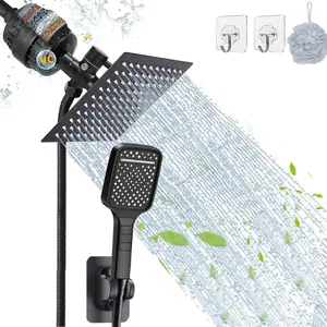 Filtered Shower Head, 1 Set 20 Stage Shower Filter 8" Rain Shower Head with 7Function Handheld Showerhead Combo [Package List As Picture Shown], Summer Gift Ideas, Rainfall Shower Head, Shower Head Ensemble