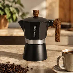 Premium Stovetop Espresso Maker – Italian-Style Moka Pot for Rich Cuban Espresso, Heat-Resistant & Multi-Stove Compatible