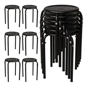 17.7in Metal Stackable Stools Portable Stacking Chairs Nesting Stool Decoration Round Stools Pack of 6 for Home Outdoor Indoor Office