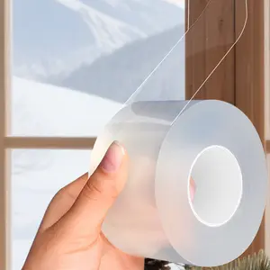 Transparent High Viscosity Sealing Tape 2 Inch x 33 FT for Glass Doors & Windows Anti-Collision Dustproof Waterproof Windproof Sealant weather winter long lasting sticky repair craft cheater no residue  nano double-sided tape