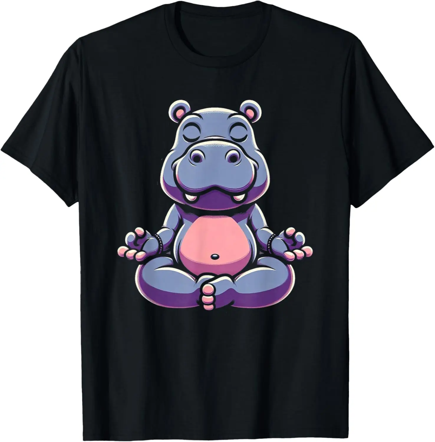 Men's 100% Soft Cotton Hippo Graphic T-Shirt - Regular Fit, Round Neck, Short Sleeve, Lightweight, Breathable, Natural, Sports Apparel for Daily Wear & Sensitive Skin, Hand Wash Only, Machine Washable