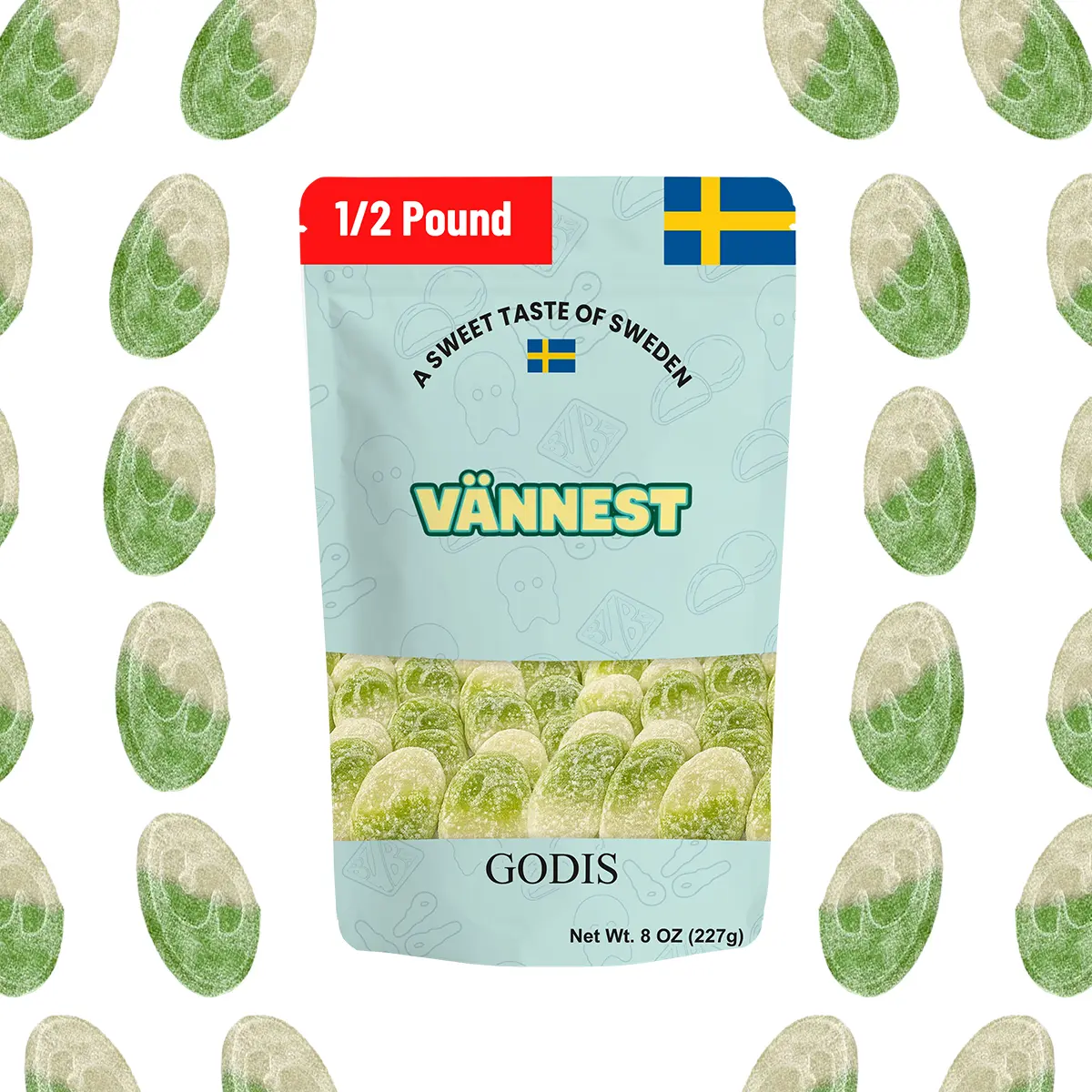 Swedish Candy S-marke Sour Apple 1/2 Pound Bonbon Snack Imported Swedish Candy TikTok Exclusive Fizzy Disks