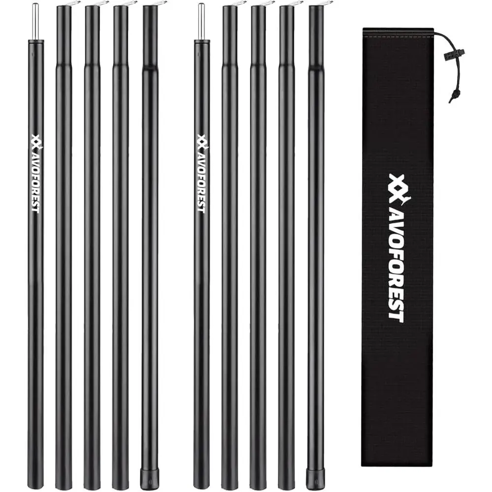 Foldable Tarp Poles 2-Pack, Heavy Duty Thick Steel Tent Poles, Adjustable up to 76in with Reinforced Snap for Camping and Awning Support, Reinforced Snaps, 76Inch-2Pcs