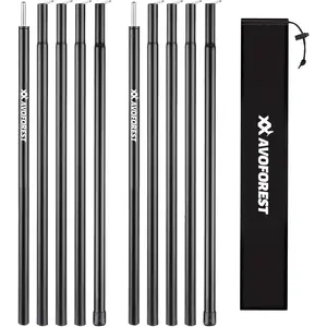 Heavy Duty Adjustable Camping Tent Poles - Foldable Thick Steel 76in/90in Sets with 0.65in Diameter, Reinforced Snap, Customizable Fit for Tarp, Backpacking Hiking Awning Camping Gear