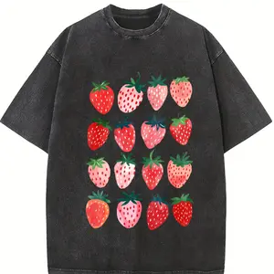 Cute Strawberry Tshirt | Summer Strawberry Shirt, Cottagecore Berries Tshirt, Strawberry Aesthetic, Botanical Garden Tshirt Top Womenswear