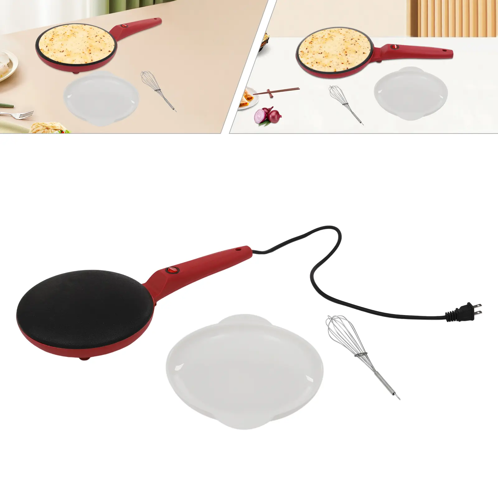 550W 110V Ready Aluminum Crepe Maker Machine - Electric Nonstick Tortilla Maker Machine, Fast Heating Home or Commercial Egg Beater & Pancakes&Crepes Baker for Breakfast Prep