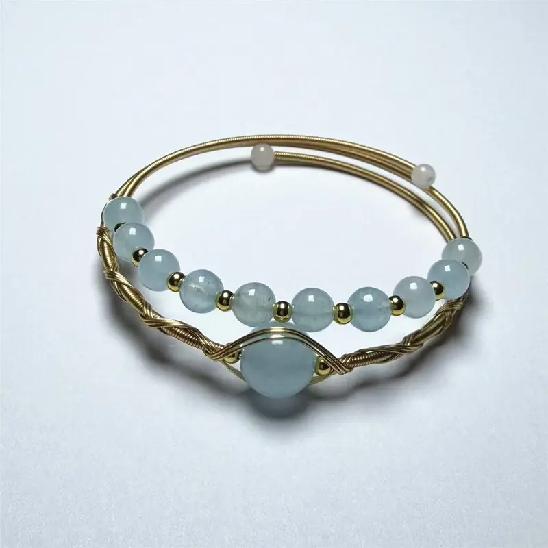 Natural Moonstone Wire Wrapped Bracelet| 14K Gold Filled Wired Bracelets| Double Layer Boho Style Jewelry, Gifts for her, Mother's Day Gift
