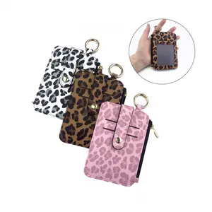 Women'S Slim Multi-Card Holder with Zipper Closure, Fashionable Card Holder, Leopard Print Design, Lightweight Wallet with Key Ring, Multiple Card Slots, Ideal for Travel and Everyday Use, Credit Card Organizer