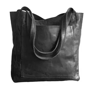 Large Capacity Vintage Oil Wax Leather Shoulder Bag - Soft Tote Bag for Women Work & Daily Use