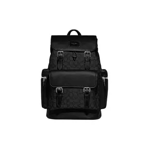 COACH Sprint 29 Drawstring Backpack – Large Men’s Leather and Fabric Hybrid Bag in Black