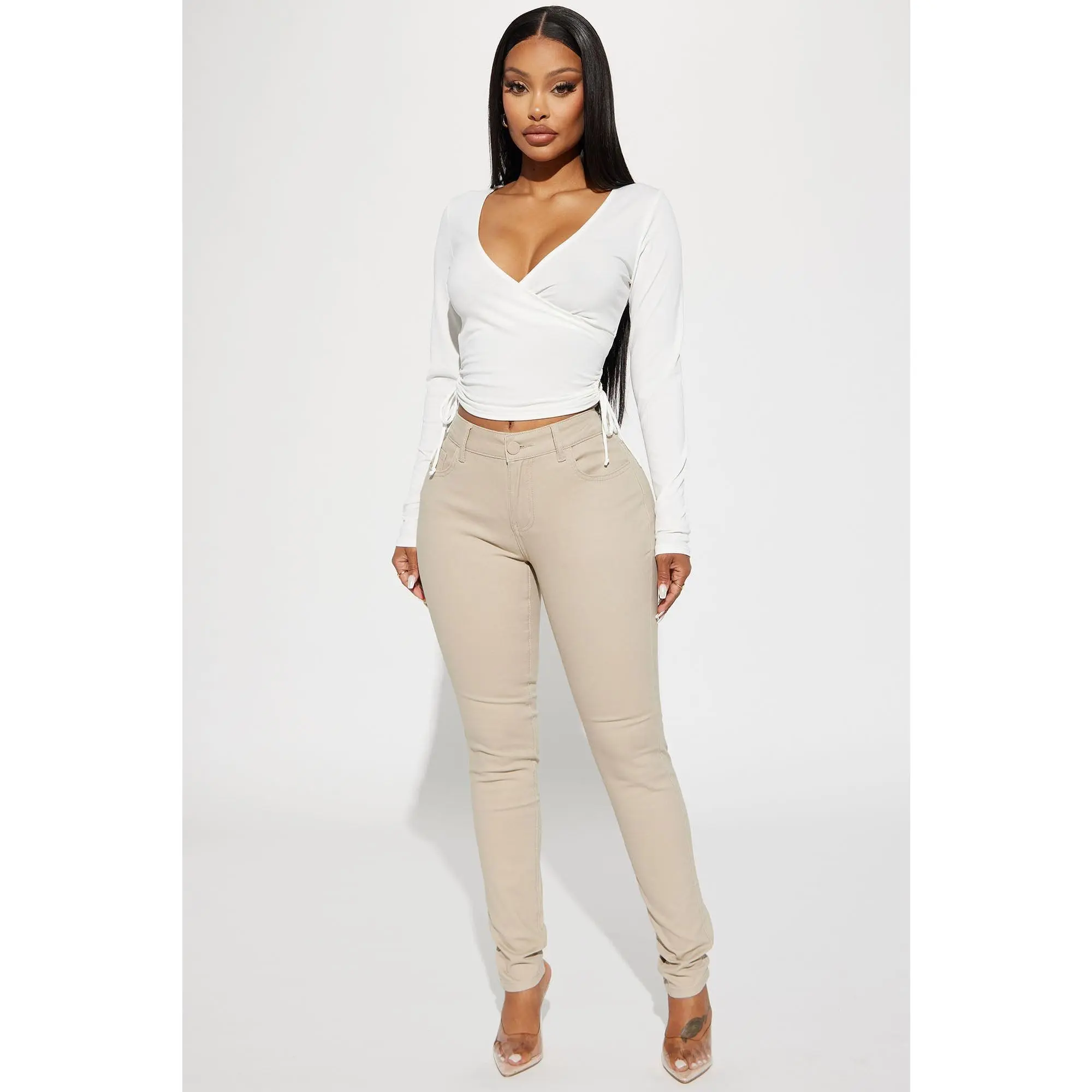 Skinny Uniform Pants - Khaki