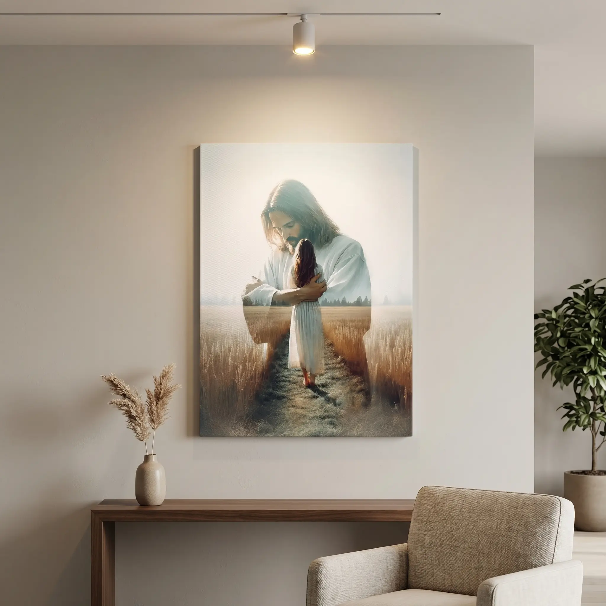 Woman Safe in His Arms, Jesus Embracing Woman, Christian Art, Jesus hugging woman, Bible Art, Jesus Painting, LDS Religious Wall Art, love of god, Scripture Art, Christian Gift