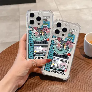 Cool Anime Pokemon Phone Case Protector for iPhone 16 15 14 13 12 11 Pro Max X XR XS Max 8 7 Plus, Transparent Soft Anti-Drop Design for All Ages