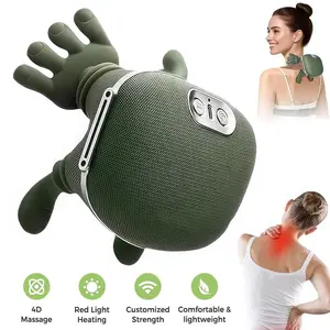 Portable Neck Massager, Heated Back Massage Pillow, Electric Pressure Point Massager, 3 Modes, 2 Heating Levels, 4D Deep Tissue Relief