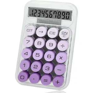 Cute Calculator, Mechanical  Calculator,Calculators Desktop 10 Digits,Desk Calculators with Big Buttons and LCD Display, Power, Ideal for School  Office Basic Purple