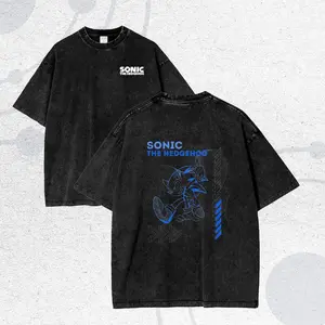 Sonic the Hedgehog & Shadow the Hedgehog Graphic + Soft Unisex Tee + Oversized Fit + Vintage Washed, Gamer Vibe + Gift for Anime Lovers!