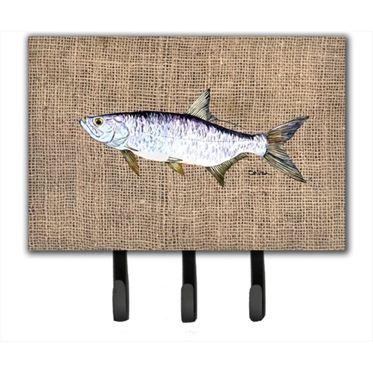 Metal Fish Tarpon Leash Holder - Decorative Key Hook Hanger with Nail for Home, Office Hanging, 8 x 1 x 6 in Home Supplies for Other Small Items
