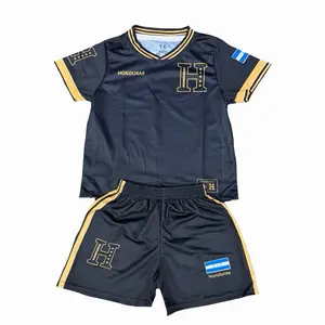Honduras Soccer Set Black Gold Unisex Jersey & Shorts