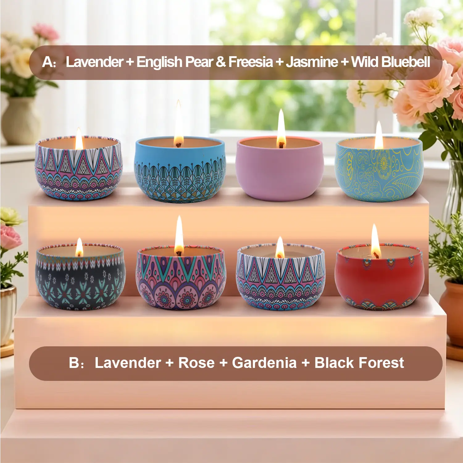 Dried Flower Scented Candle, Lightweight Home Fragrance Decor, Cozy Aroma Wax Candle for Home Care Supplies