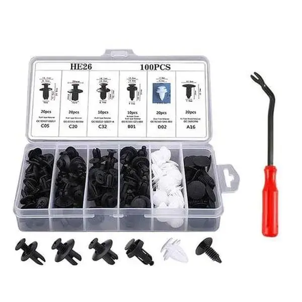 100 PCS Universal Expansion Screw Clips Set for Automobiles , PA66 Injection Molded Bumper Push Fastener Rivet Clamp Expansion Screw, Universal Fastening Screw Replacement Kit fathersdaygift