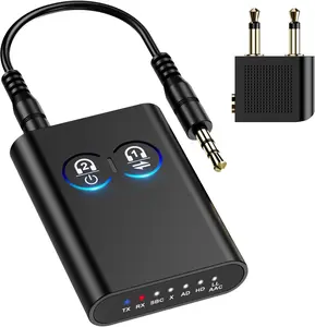 Bluetooth.Transmitter Receiver, Upgraded in Airplane Wireless Adapter, Dual Link AptX Adaptive/LowLatency/HD Audio, Aux Adapter for Home Stereo, Airplane, Boat, Gym