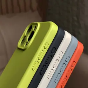Luxury Liquid Silicone Shockproof Soft Phone Case For iPhone 16 15 14 13 Pro Max 16Pro 15Pro 14Pro 16 Plus Lens Protective Cover